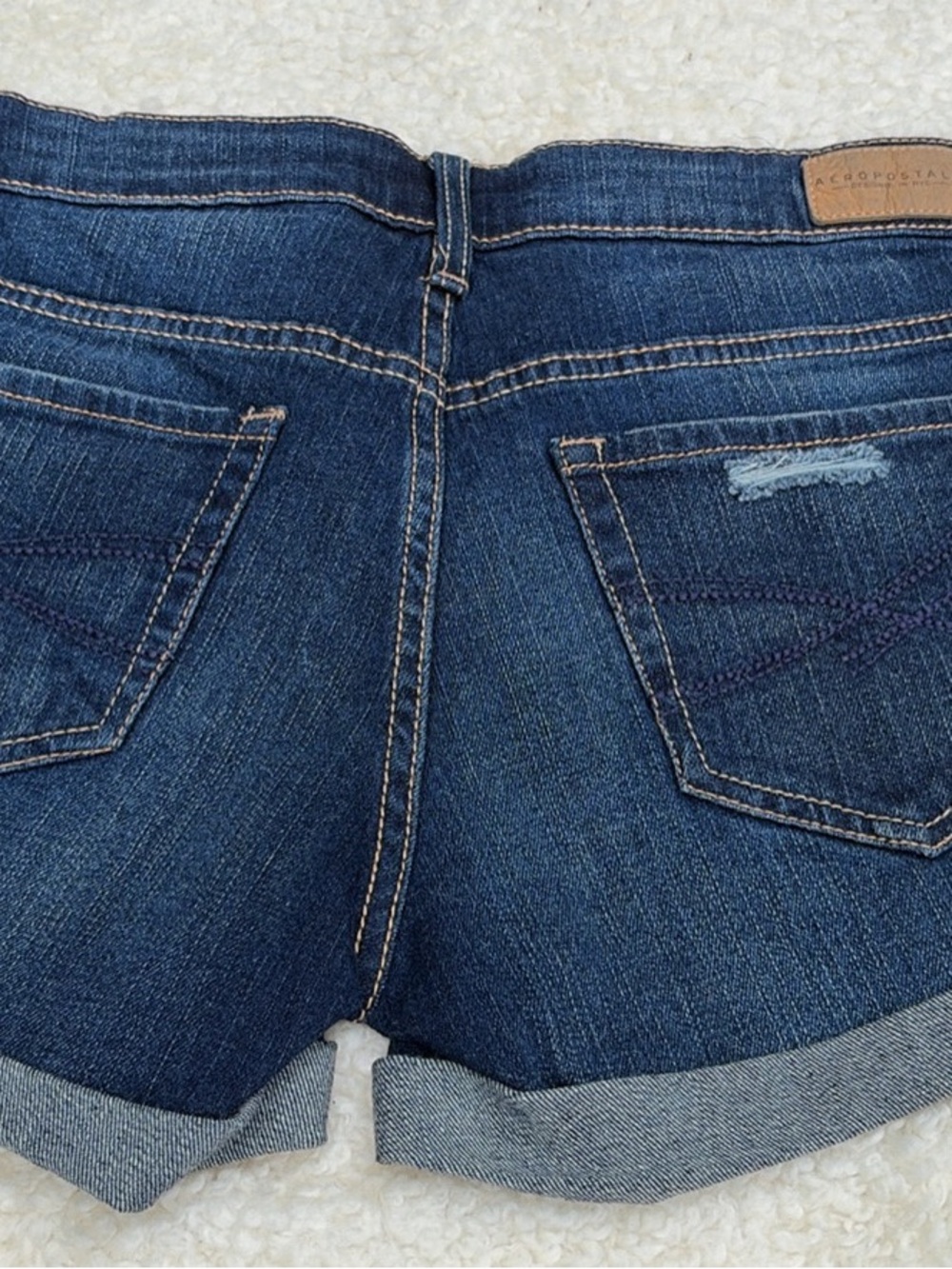 Aeropostale Women's Dark Blue Rolled Hem Denim Shorts